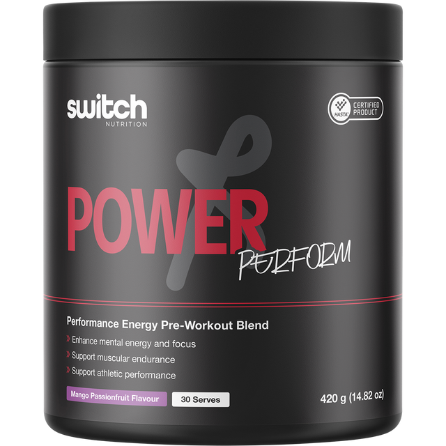 Switch Nutrition Perform Hasta Power Pre-Workout Mango Passionfruit 420g – front packaging