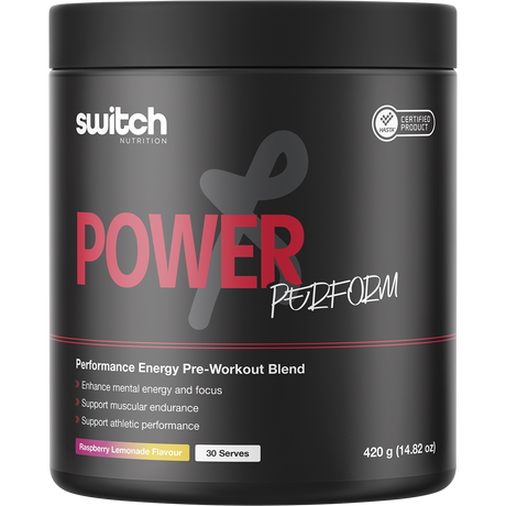 Switch Nutrition Perform Hasta Power Pre-Workout Raspberry Lemonade 420g – front packaging