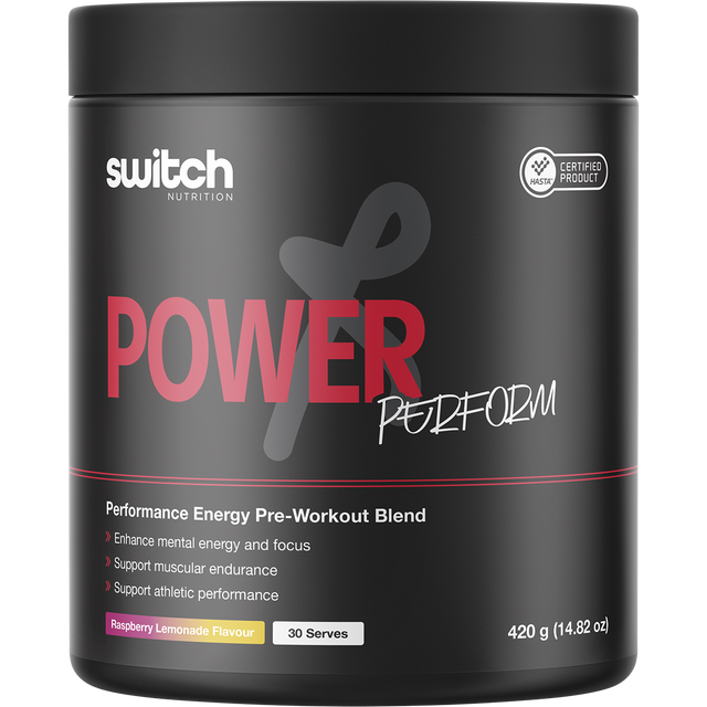 Switch Nutrition Perform Hasta Power Pre-Workout Raspberry Lemonade 420g – front packaging