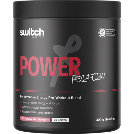 Switch Nutrition Perform Hasta Power Pre-Workout Blend Strawberry Kiwi 420g – front packaging