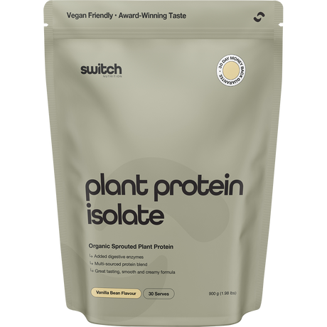 Switch Nutrition Organic Protein Sprouted Plant Vanilla Bean 900g – front packaging