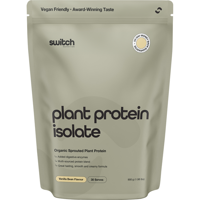 Switch Nutrition Organic Protein Sprouted Plant Vanilla Bean 900g – front packaging