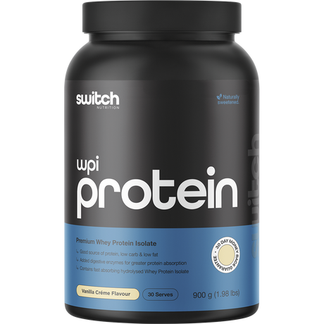 Switch Nutrition WPI Premium Whey Protein Isolate Vanilla Creme 900g – front packaging
