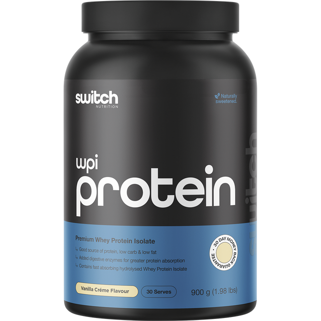Switch Nutrition WPI Premium Whey Protein Isolate Vanilla Creme 900g – front packaging