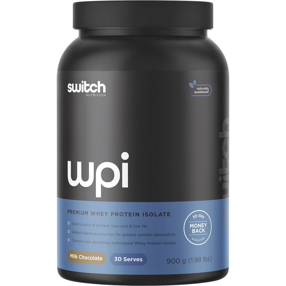 Switch Nutrition WPI Premium Whey Protein Isolate Milk Chocolate 900g – front packaging