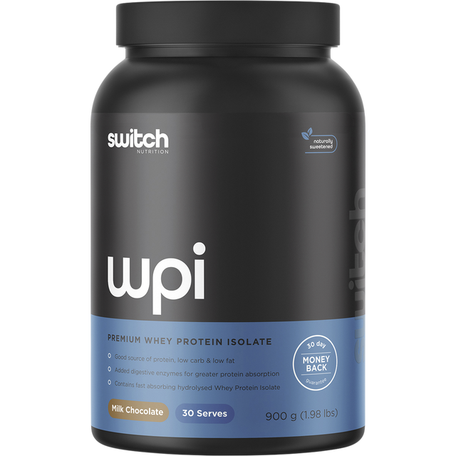 Switch Nutrition WPI Premium Whey Protein Isolate Milk Chocolate 900g – front packaging