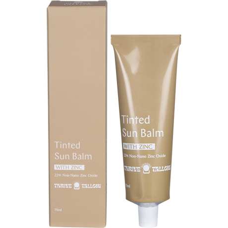 Thrive Tallow Tinted Sun Balm with Zinc 70ml - product and packaging