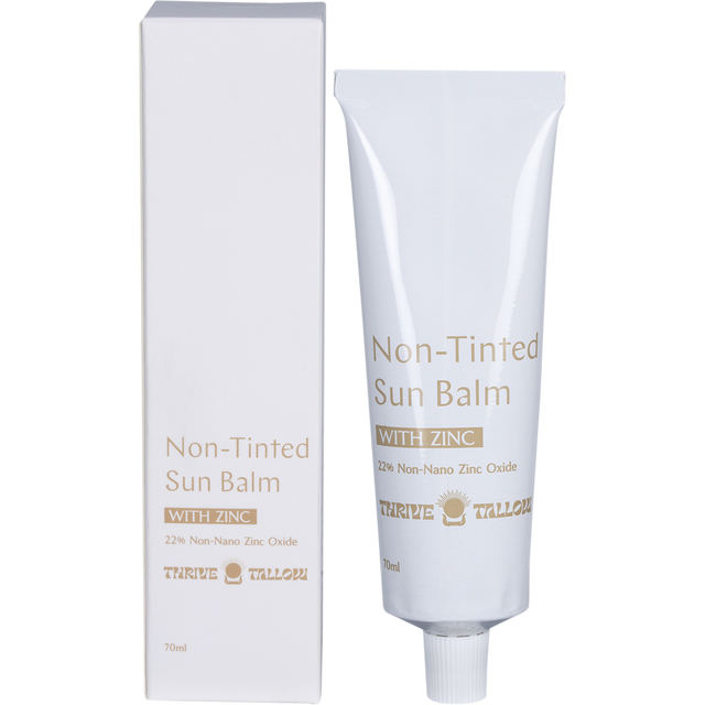 Thrive Tallow Non Tinted Sun Balm with Zinc 70ml - product and packaging