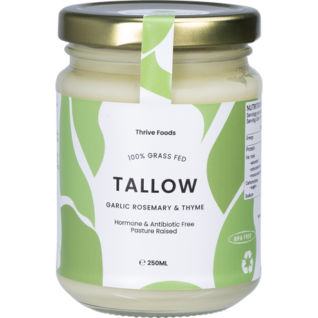 Thrive Tallow 100% Grass Fed Tallow Garlic, Rosemary & Thyme 250ml