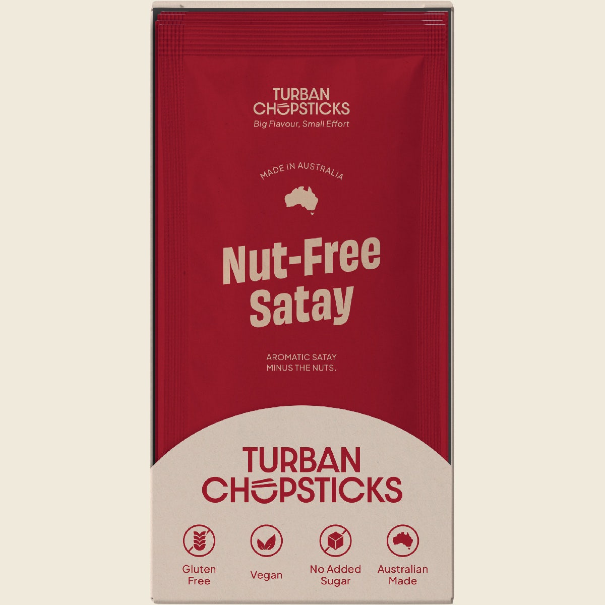 Turban Chopsticks Nut-Free Satay curry paste 80g retail display packaging