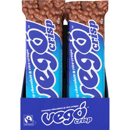Vego Crisp Chocolate Bar Creamy Chocolate & Rice Crisps 40gx20