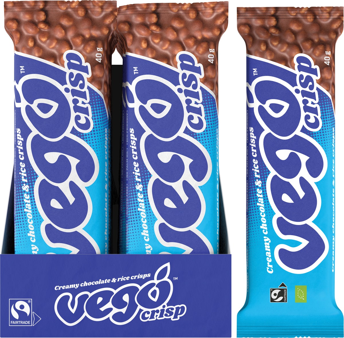 Vego Crisp Chocolate Bar Creamy Chocolate & Rice Crisps 40gx20