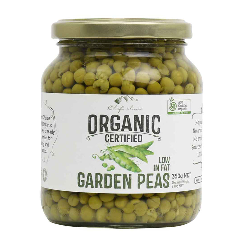 Chef’s Choice Certified Organic Garden Peas 350g front