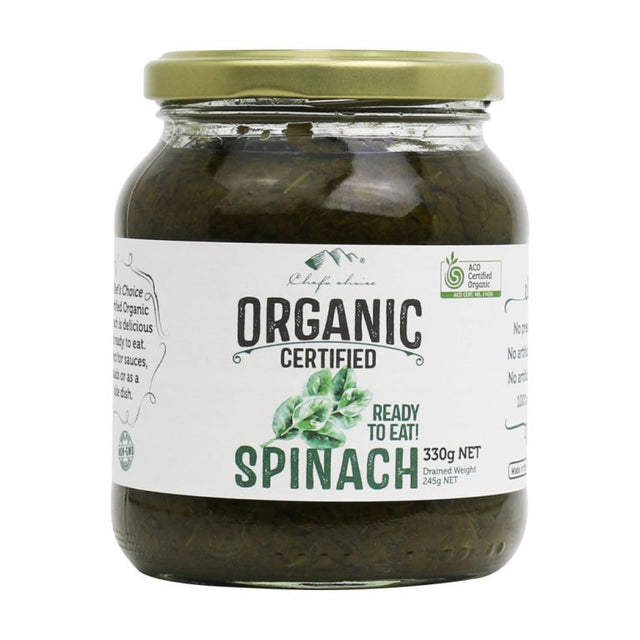 Chef’s Choice Certified Organic Spinach 330g 330g front