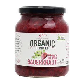 Chef’s Choice Certified Organic Sauerkraut with Beetroot 350g front