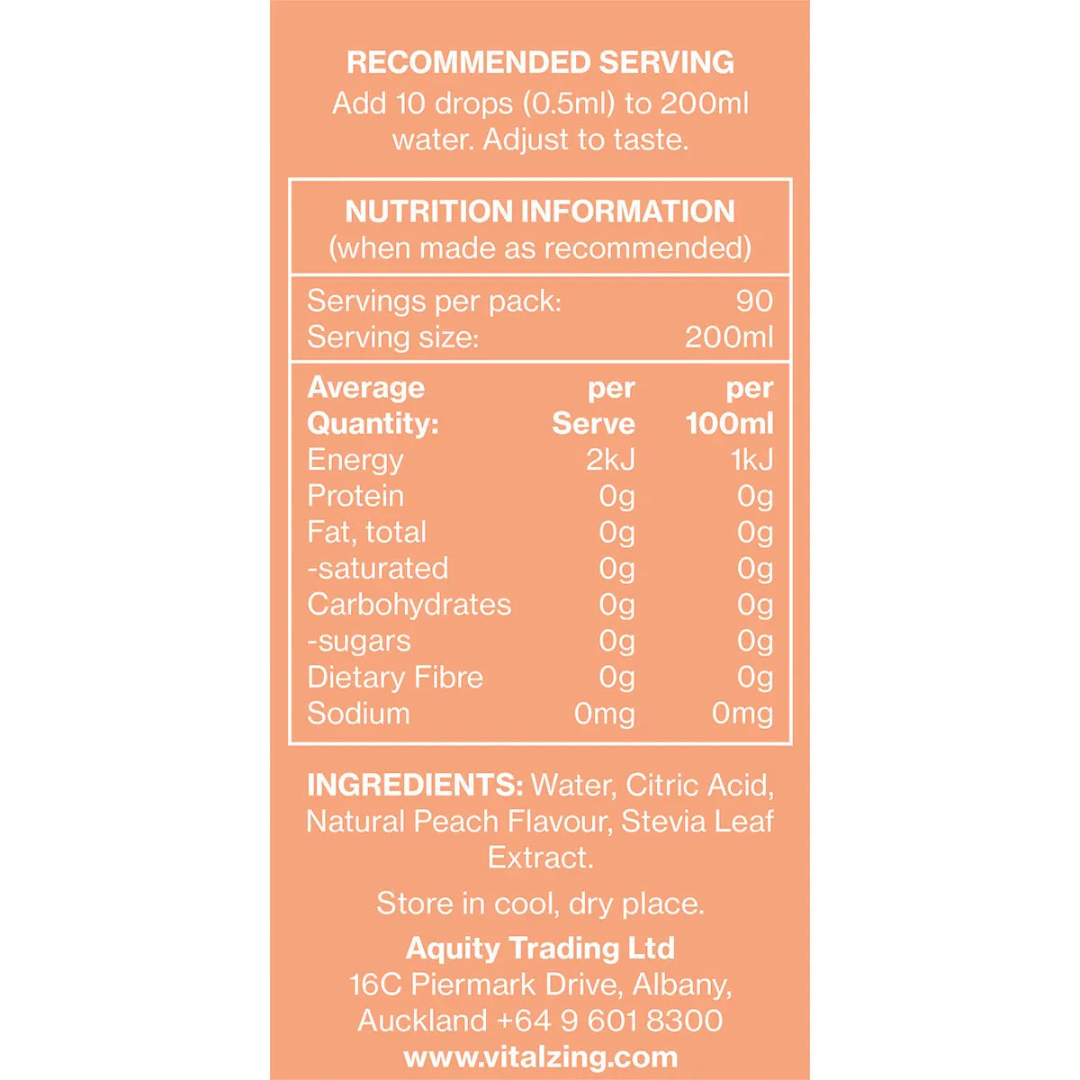 Vital Zing Water Drops Peach 45ml