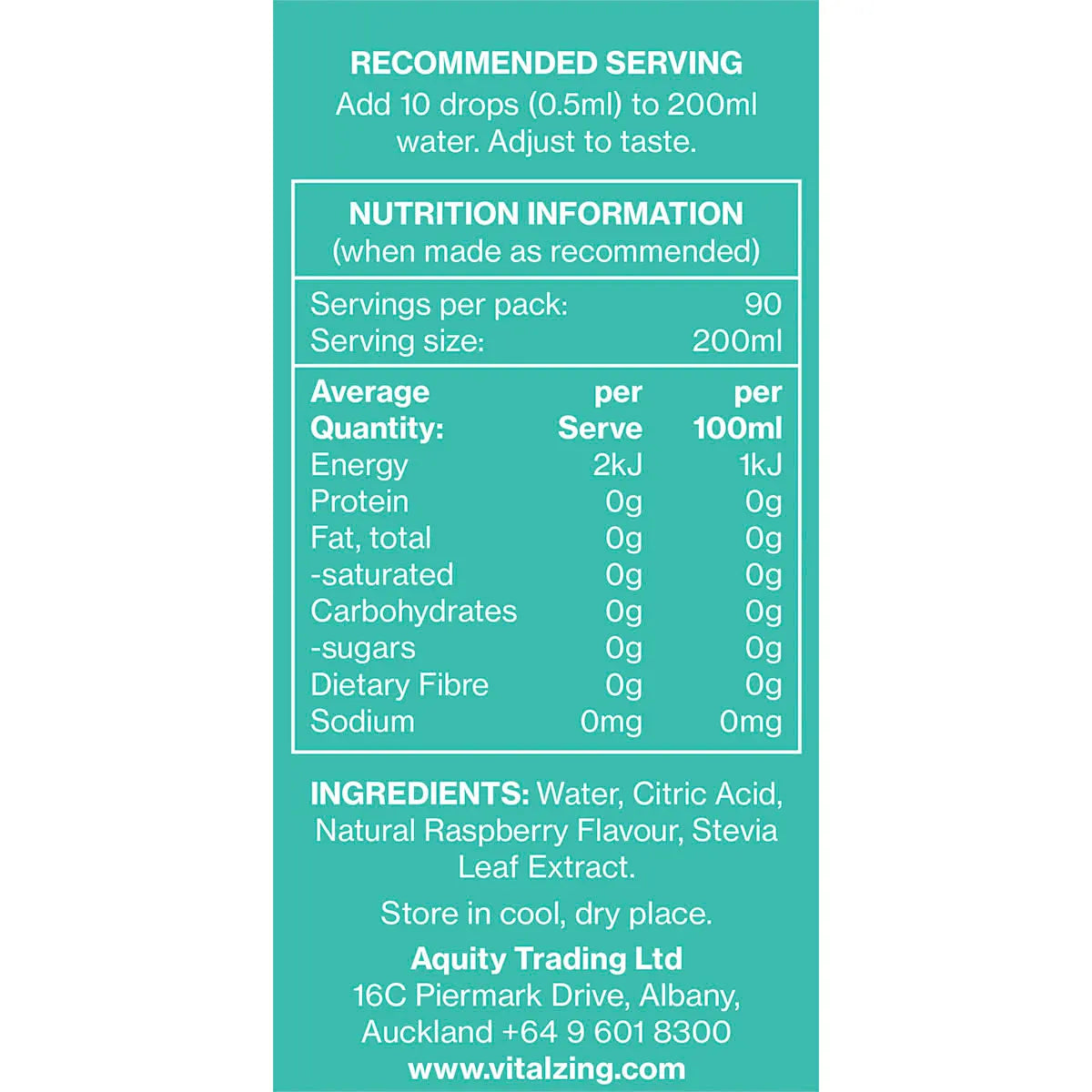 Vital Zing Water Drops Raspberry 45ml
