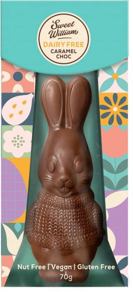 Sweet William Easter Bunny Caramel Choc Gluten Free 70g Front