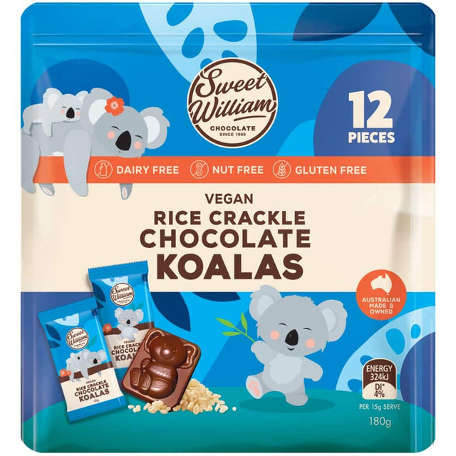 Sweet William Rice Crackle Chocolate Koalas Gluten Free 180g Front