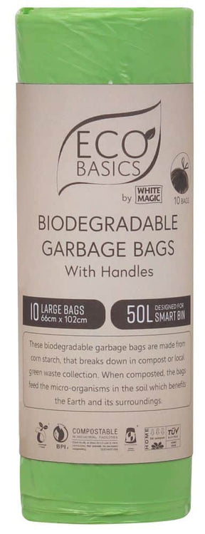 Eco Basics Biodegradable Garbage Bin Bags 50L – 10 Bags/Roll Front