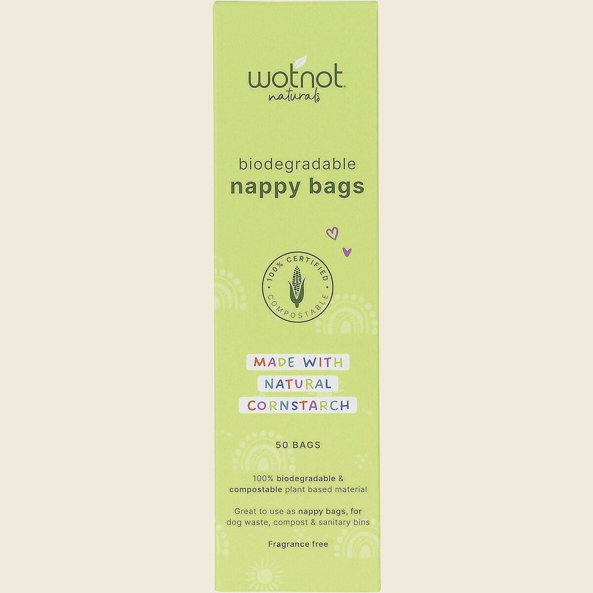 Wotnot Compostable Nappy Bags 50 Pack box front