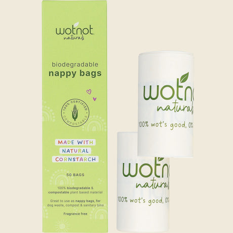 Wotnot Compostable Nappy Bags 50 Pack product and packaging