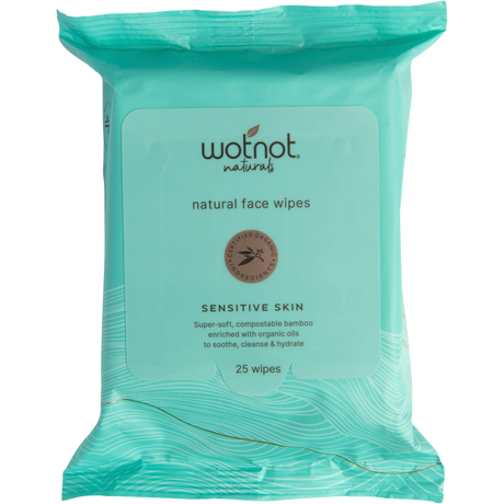 Wotnot Natural Face Wipes For Sensitive Skin x 25 front view