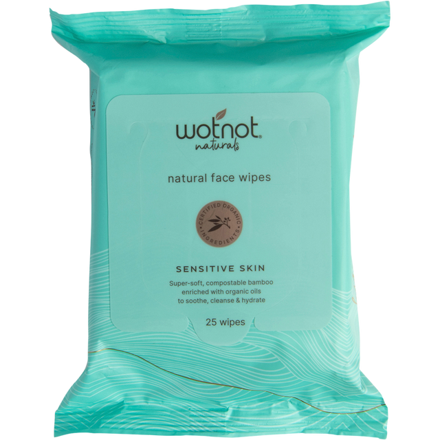 Wotnot Natural Face Wipes For Sensitive Skin x 25 front view