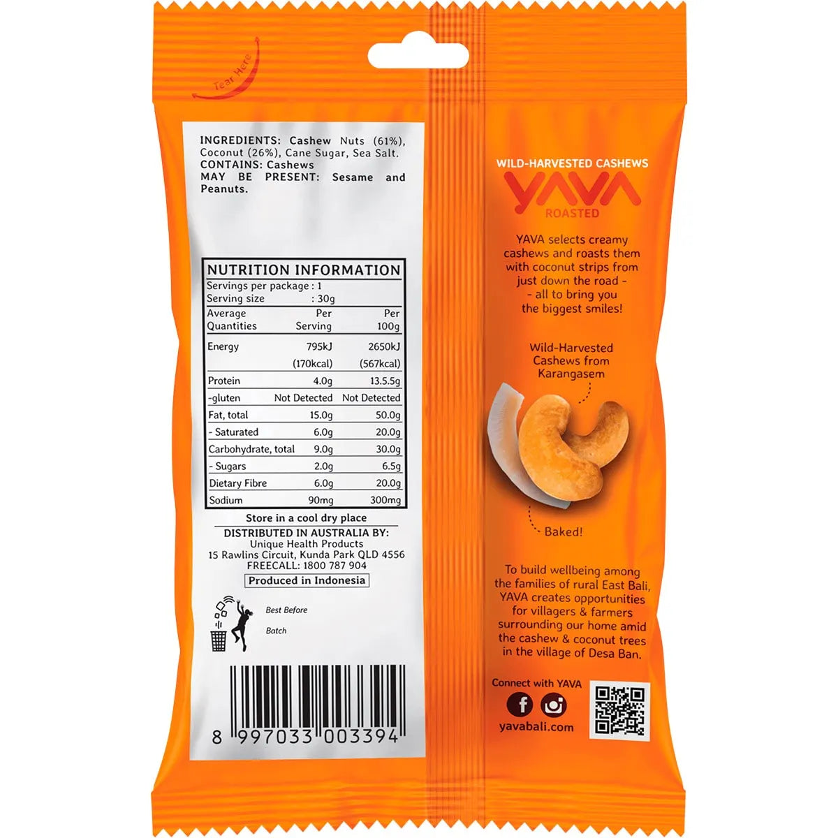 Yava Wild-Harvested Cashews Roasted 35g x 10