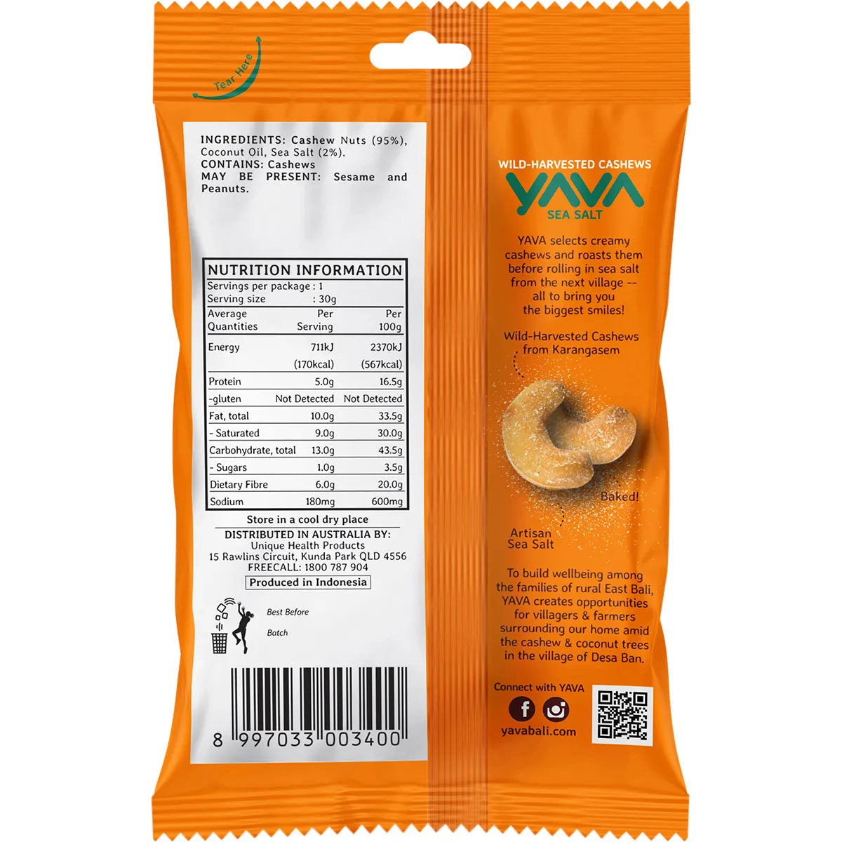 Yava Wild-Harvested Cashews Sea Salt 35g x 10