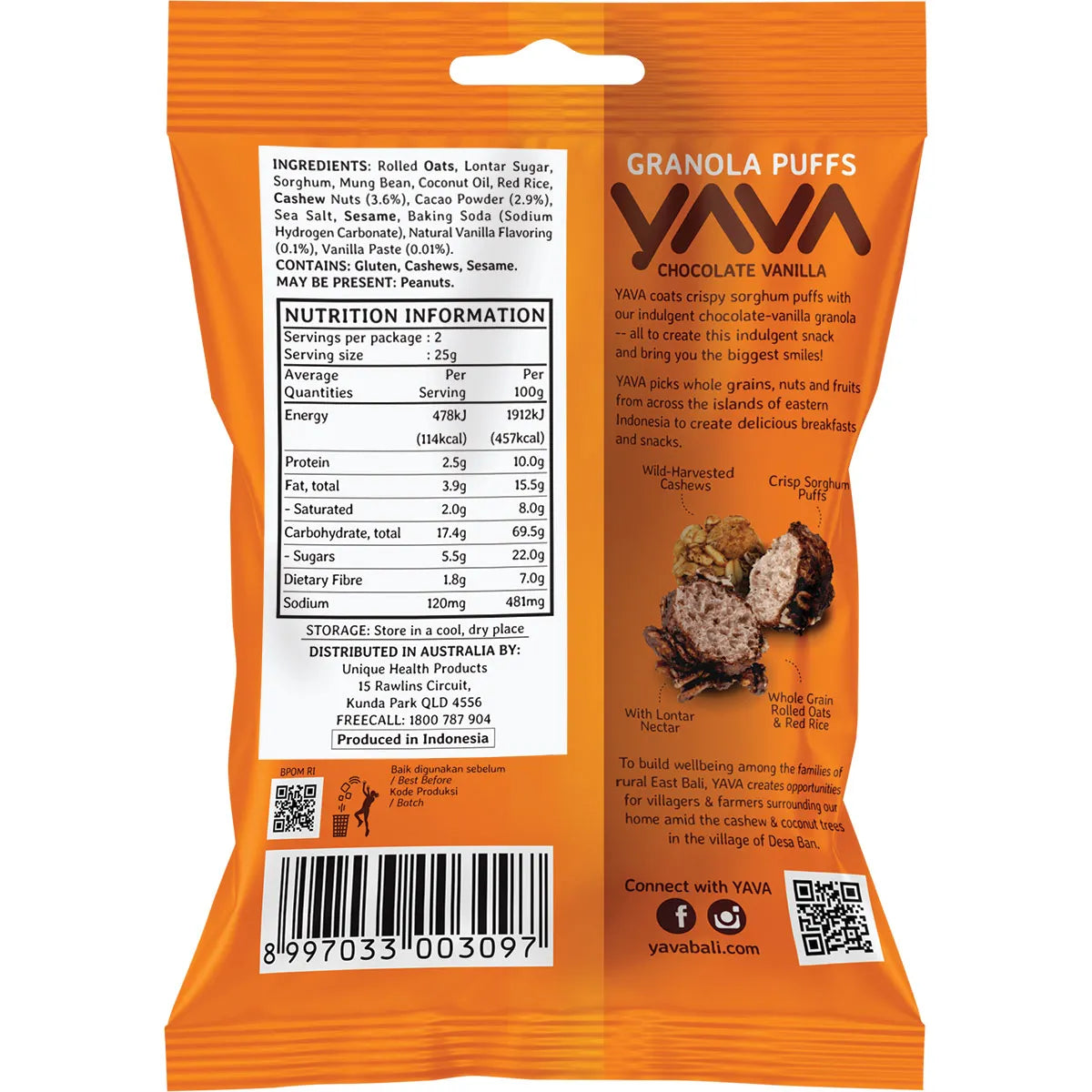 Yava Granola Puffs Chocolate Vanilla 50g