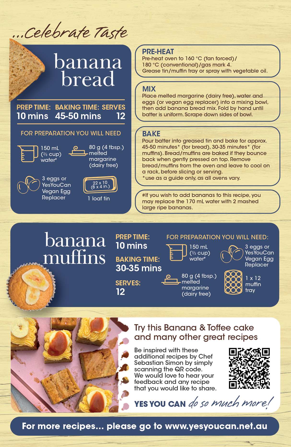 YesYouCan Banana Bread Mix Gluten Free 400g