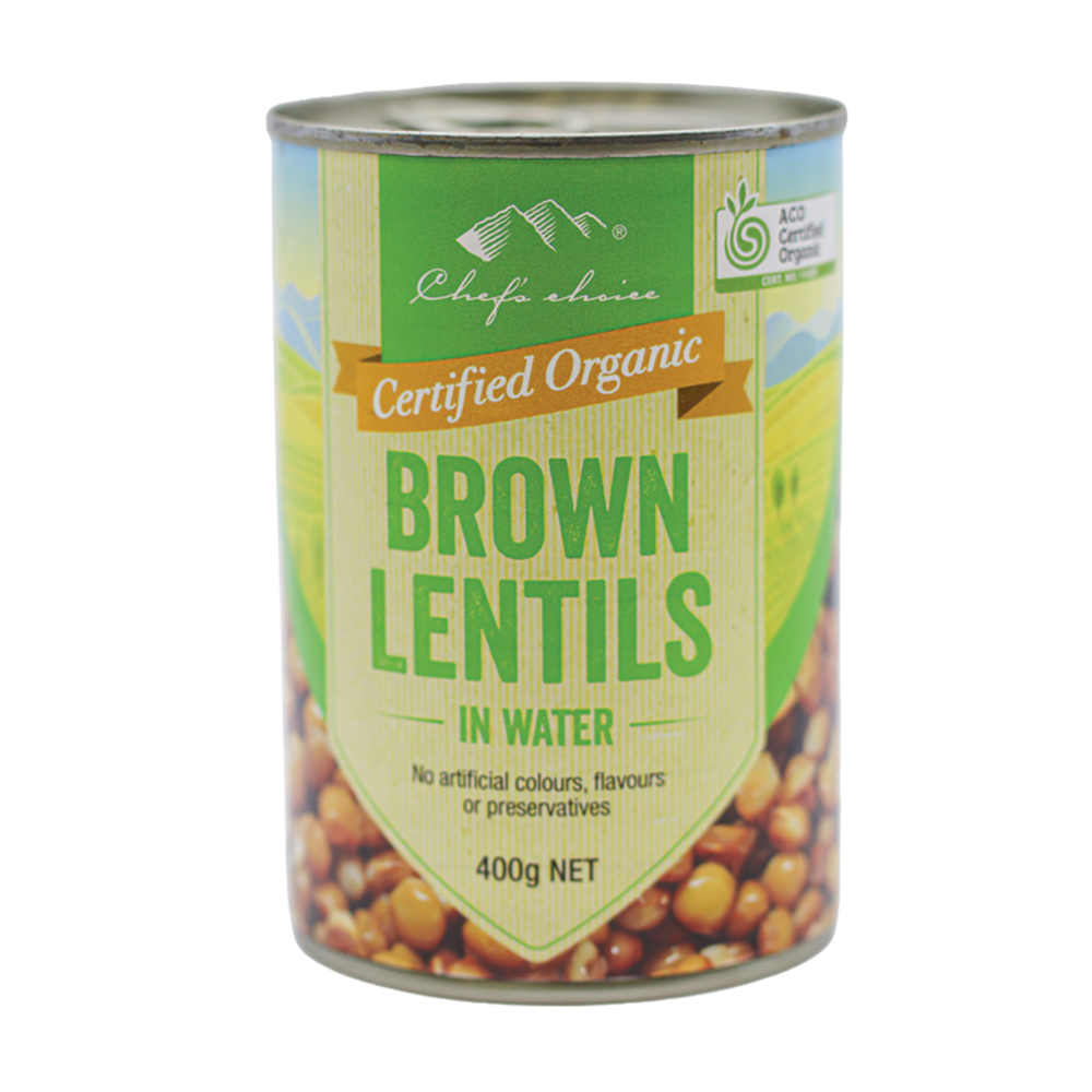 Chef's Choice Certified Organic Brown Lentils in Water 400g