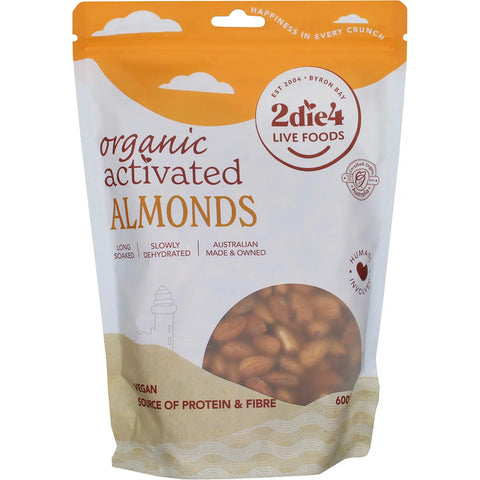 2Die4 Live Foods Activated Organic Almonds BULK 600g