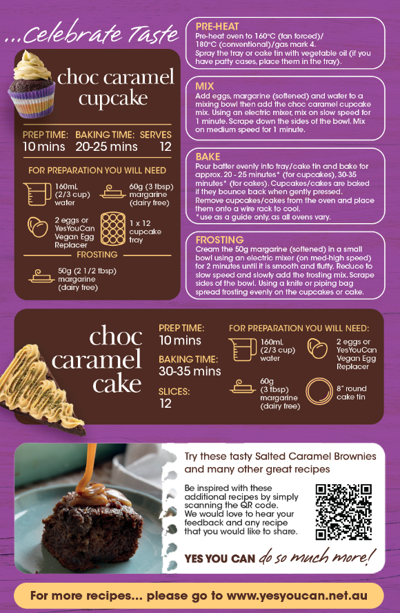 YesYouCan Choc Caramel Cupcake Mix Gluten Free 450g