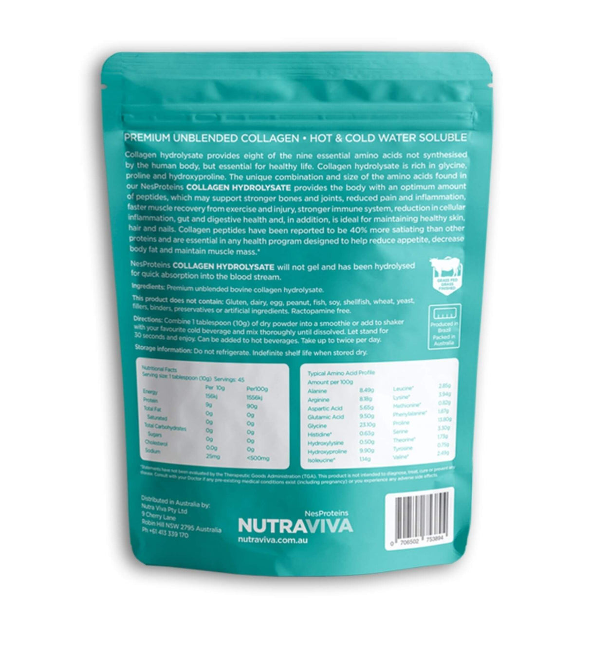 Nutraviva Collagen Hydrolysate Grass Fed 450g