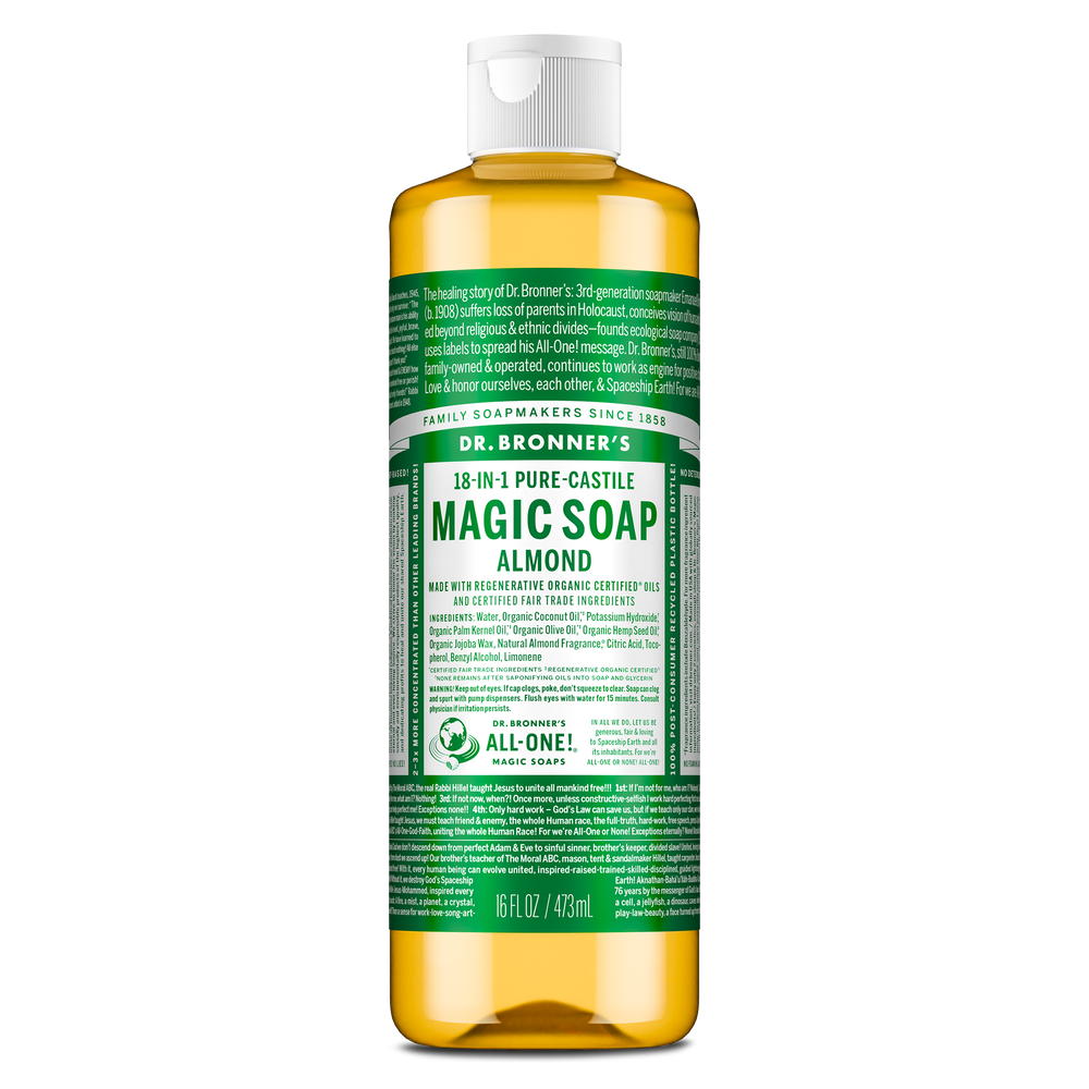 Dr. Bronner's Pure-Castile Magic Soap Liquid (18-In-1) Almond 473mL Front