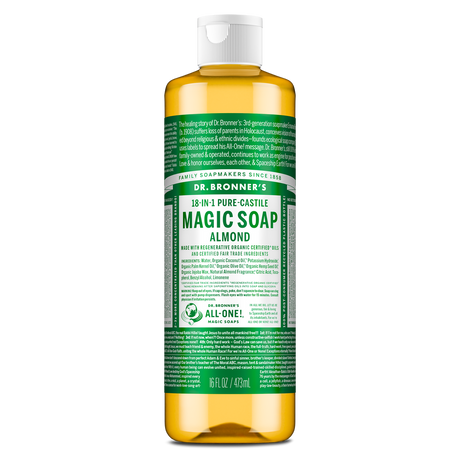 Dr. Bronner's Pure-Castile Magic Soap Liquid (18-In-1) Almond 473mL Front