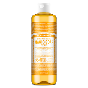 Dr. Bronner's Pure-Castile Magic Soap Liquid (18-In-1) Citrus 473mL Front