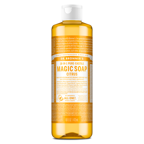 Dr. Bronner's Pure-Castile Magic Soap Liquid (18-In-1) Citrus 473mL Front