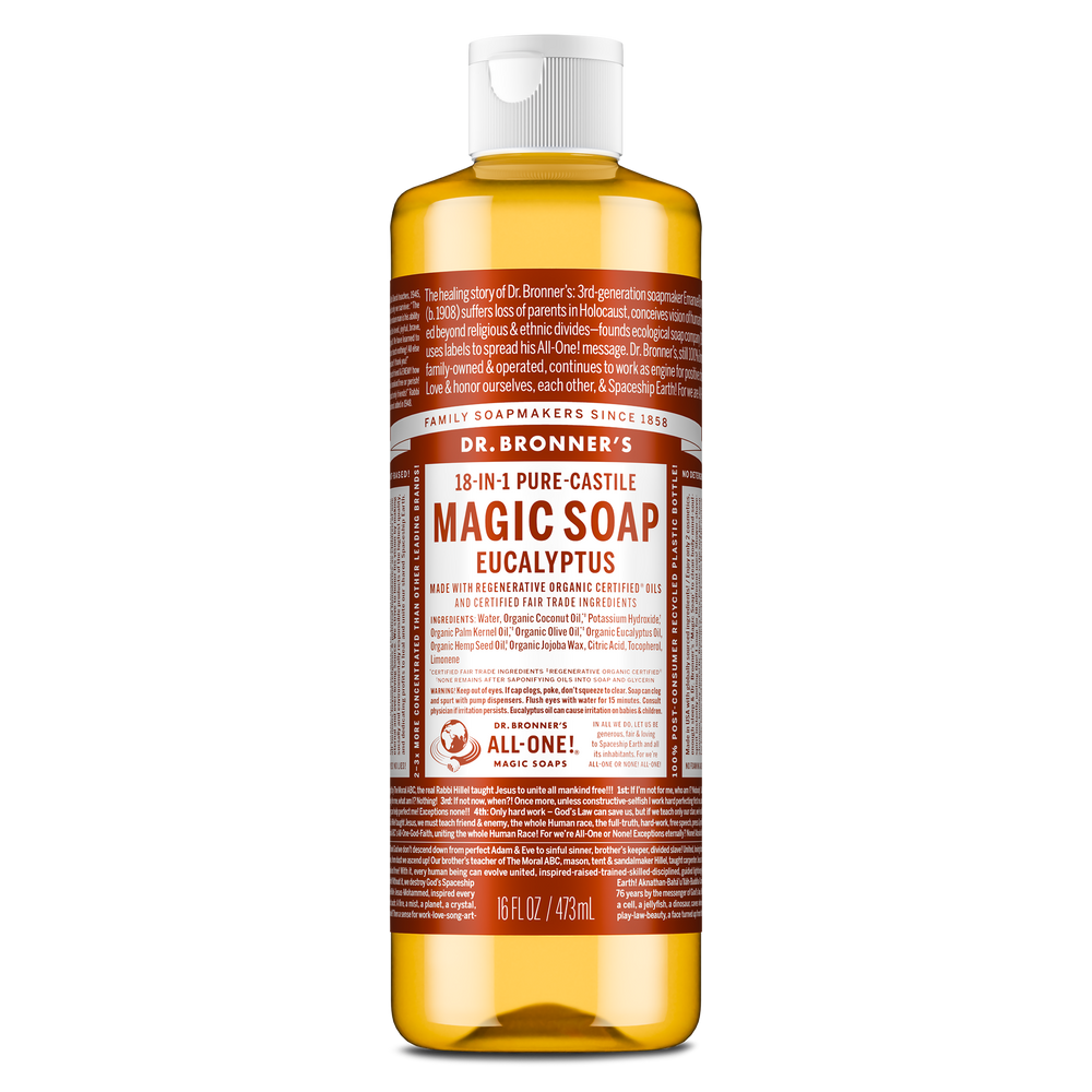 Dr. Bronner's Pure-Castile Magic Soap Liquid (18-In-1) Eucalyptus 473mL Front