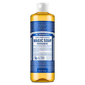 Dr. Bronner's Pure-Castile Magic Soap Liquid (18-In-1) Peppermint 473mL Front