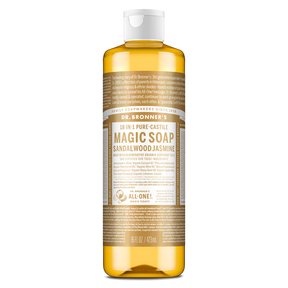 Dr. Bronner's Pure-Castile Magic Soap Liquid (18-In-1) Sandalwood Jasmine 473mL Front