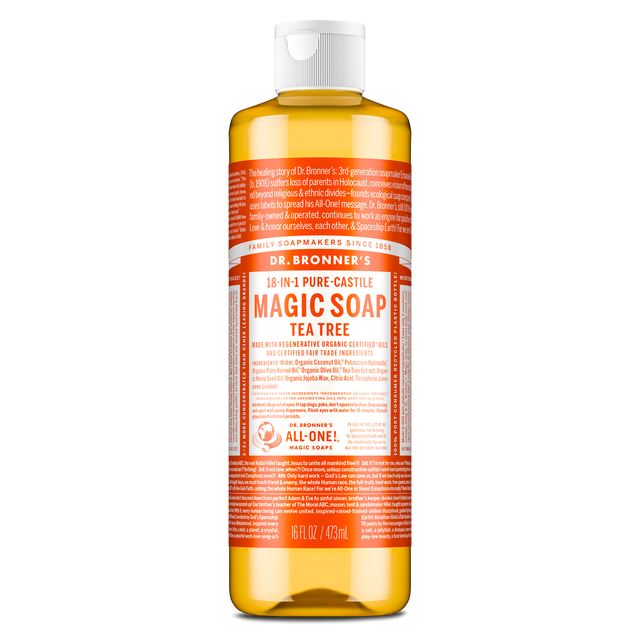 Dr. Bronner's Pure-Castile Magic Soap Liquid (18-In-1) Tea Tree 473mL Front