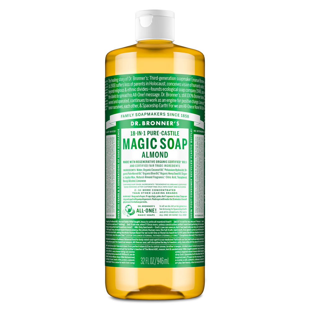 Dr. Bronner's Pure-Castile Magic Soap Liquid (18-In-1) Almond 946mL Front