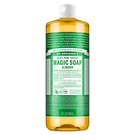 Dr. Bronner's Pure-Castile Magic Soap Liquid (18-In-1) Almond 946mL Front
