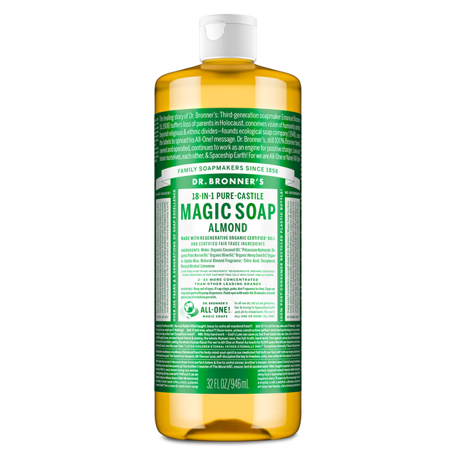 Dr. Bronner's Pure-Castile Magic Soap Liquid (18-In-1) Almond 946mL Front