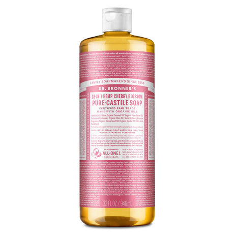 Dr. Bronner's Pure-Castile Magic Soap Liquid (18-In-1) Cherry Blossom 946mL Front