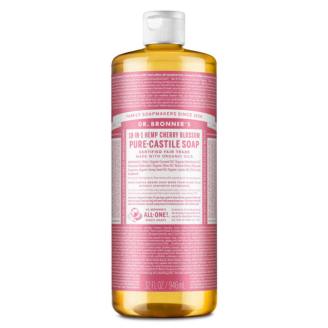 Dr. Bronner's Pure-Castile Magic Soap Liquid (18-In-1) Cherry Blossom 946mL Front