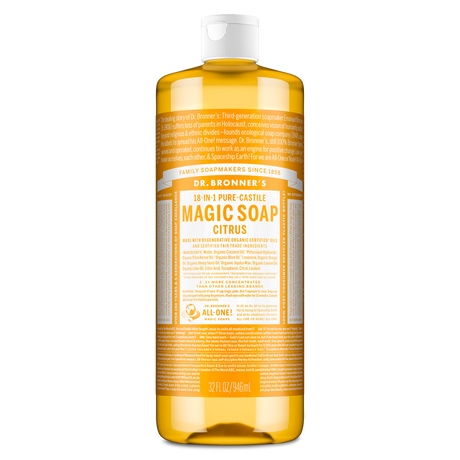 Dr. Bronner's Pure-Castile Magic Soap Liquid (18-In-1) Citrus 946mL Front